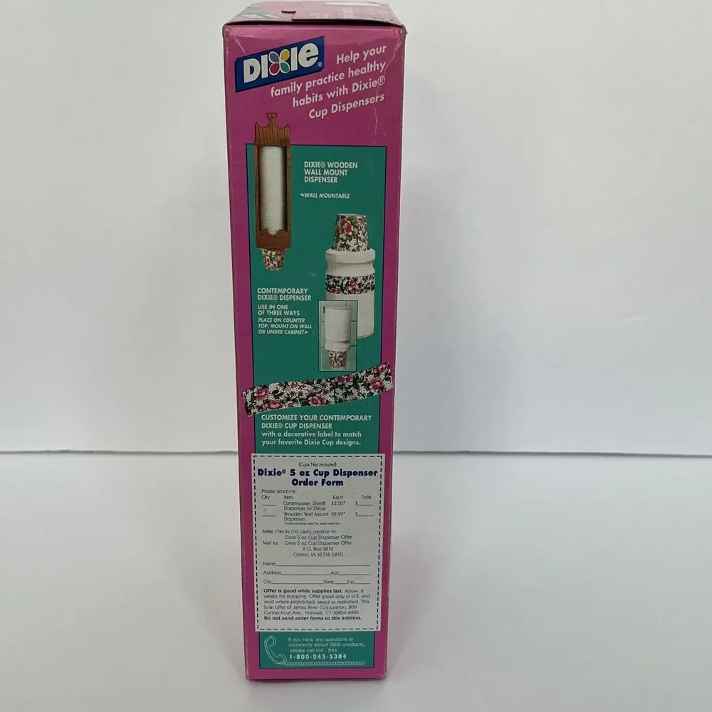 NEW Never Opened Dixie 5 oz Bathroom 100 Cups English Floral Design Vintage 1994